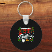 Merry Christmas Buffalo Plaid Red Santa Hat Xmas P Sleutelhanger (Voorkant)