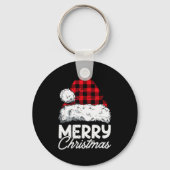 Merry Christmas Buffalo Plaid Red Santa Hat Xmas P Sleutelhanger (Voorkant)