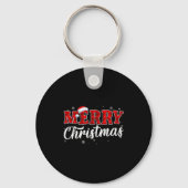Merry Christmas Buffalo Plaid Red Santa Hat Xmas P Sleutelhanger (Voorkant)