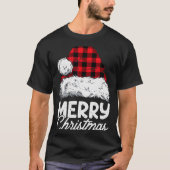 Merry Christmas Buffalo Plaid Red Santa Hat Xmas P T-shirt (Voorkant)