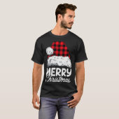Merry Christmas Buffalo Plaid Red Santa Hat Xmas P T-shirt (Voorkant volledig)