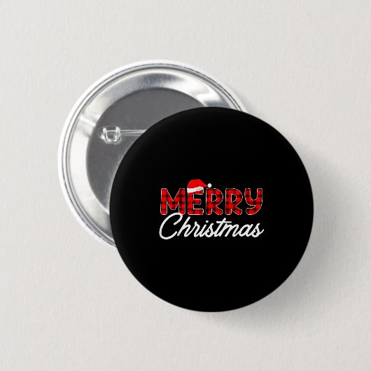 Merry Christmas Buffalo Plaid Ronde Button 5,7 Cm (Voorkant /achterkant)
