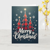 Merry Christmas Buffalo Plaid Trees Cozy Holiday Kaart (Gele Bloem)