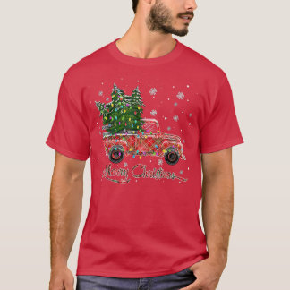 Merry Christmas Buffalo Plaid Truck Christmas Tree T-shirt