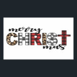 Merry CHRISTmas Buffalo Plays Rechthoekige Sticker<br><div class="desc">De fabelachtige tekst van het gebufferde gebuffellazen luidt "Merry CHRISTmas".</div>