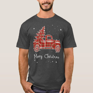 Merry Christmas Buffalo Truck Tree Red Plaid 1 T-shirt