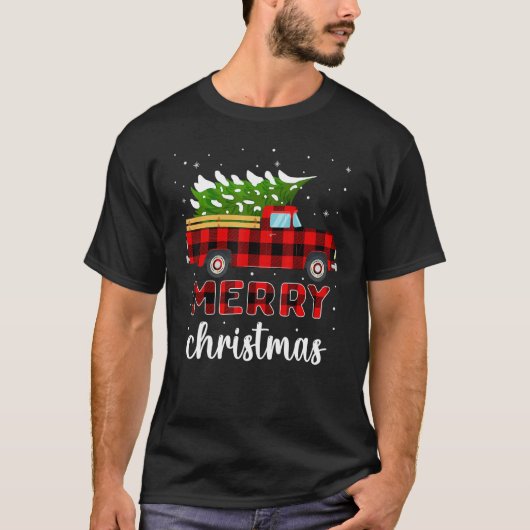 Merry Christmas Buffalo Truck Tree Red Plaid For M T-shirt (Voorkant)
