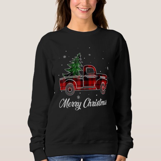 Merry Christmas Buffalo Truck Tree Red Plaid For M Trui (Voorkant)