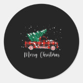Merry Christmas Buffalo Truck Tree Red Plaid Ronde Sticker (Voorkant)