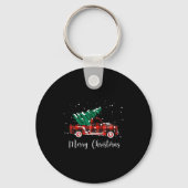 Merry Christmas Buffalo Truck Tree Red Plaid  Sleutelhanger (Voorkant)