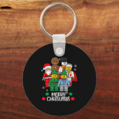 Merry Christmas Building Bricks Santa Elf Snowman Sleutelhanger (Voorkant)