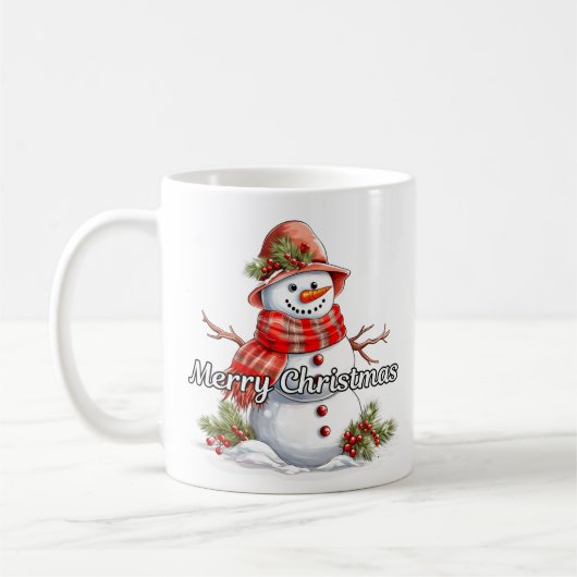 Merry Christmas Bundled-up Little Snowman Koffiemok (Links)