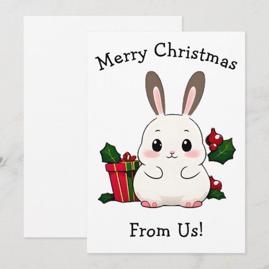 Merry Christmas Bunny One Feestdagenkaart (Voorkant / Achterkant)