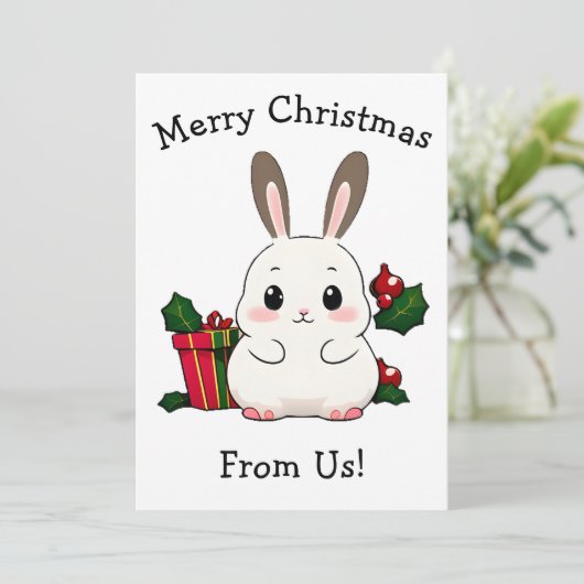 Merry Christmas Bunny One Feestdagenkaart (Staand voorkant)