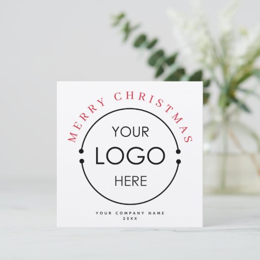 Merry Christmas Business Logo Company Kraft Kaart (Staand voorkant)