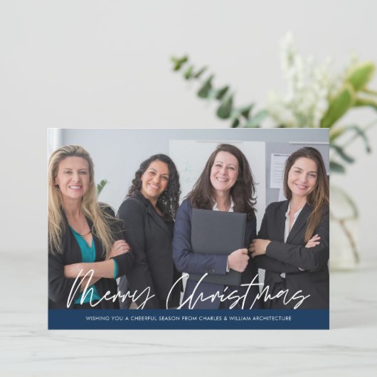Merry Christmas Business Team Photo Feestdagenkaart (Staand voorkant)