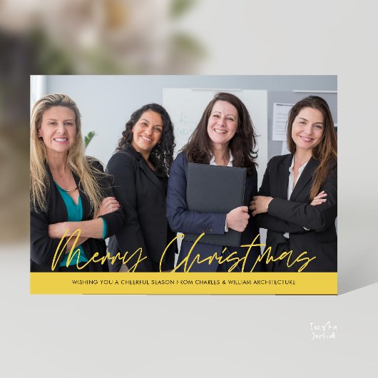 Merry Christmas Business Team Photo Feestdagenkaart