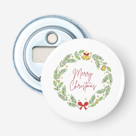 Merry Christmas Button Flesopener (Voorkant)