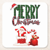 Merry Christmas by Santa - Paper Coaster Kartonnen Onderzetters (Voorkant)