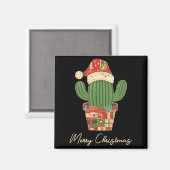 Merry Christmas Cactus Patchwork Quilt  Magneet (Voorkant / Achterkant)