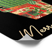 Merry Christmas Cactus Patchwork Quilt Poster (Hoek)