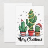 Merry Christmas Cactus Tree Festive Xmas Lights Feestdagenkaart (Voorkant / Achterkant)