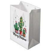 Merry Christmas Cactus Tree Festive Xmas Lights Medium Cadeauzakje (Voorkant Gekanteld)