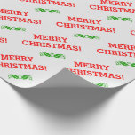 "MERRY CHRISTMAS!" CADEAUPAPIER<br><div class="desc">Dit traditionele kerstinpakpapier is voorzien van het bericht "MERRY CHRISTMAS!". Zo'n pakpapier kan gebruikt worden om kerstcadeaus of cadeaus te verpakken.</div>
