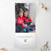 Merry Christmas Calligraphy Botanical 3 Photo Drieluik Wenskaart (Binnen)