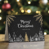 Merry Christmas Calligraphy Holiday Folded Card Aankondiging