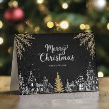 Merry Christmas Calligraphy Holiday Folded Card