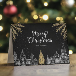 Merry Christmas Calligraphy Holiday Folded Card Aankondiging