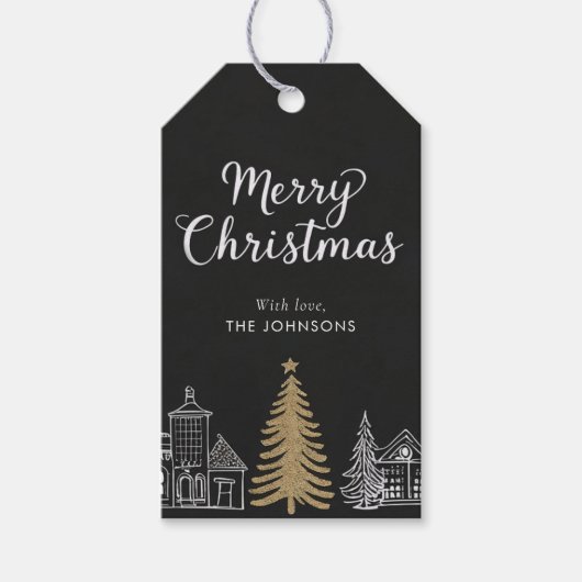 Merry Christmas Calligraphy Scrip Holiday Cadeaulabel (Voorkant)
