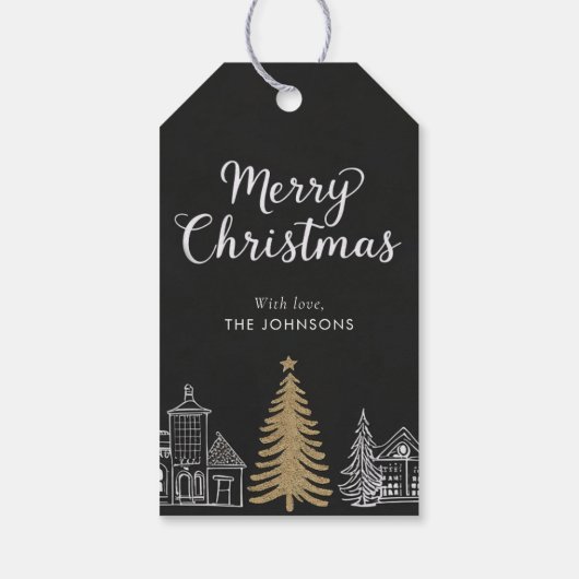 Merry Christmas Calligraphy Scrip Holiday Cadeaulabel (Achterkant)