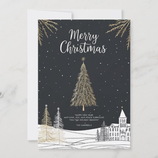 Merry Christmas Calligraphy Scrip Holiday Card Feestdagenkaart (Voorkant)
