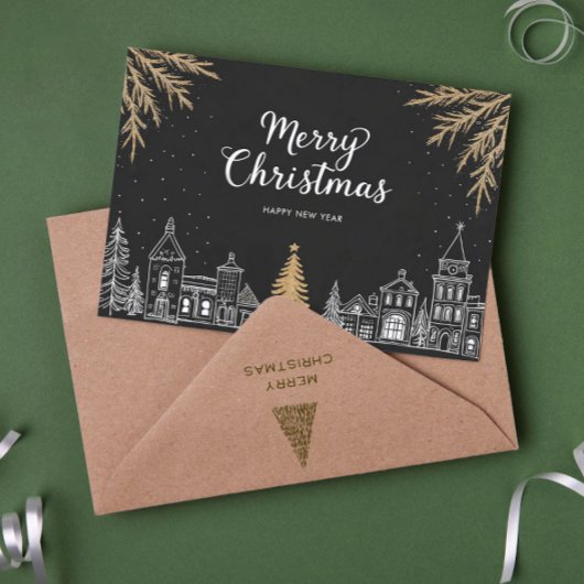 Merry Christmas Calligraphy Scrip Holiday Card Feestdagenkaart