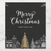 Merry Christmas Calligraphy Scrip Holiday Wijn Etiket (Enkel label)