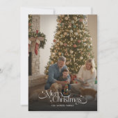 Merry Christmas Calligraphy Script Family Photo Feestdagenkaart (Voorkant)