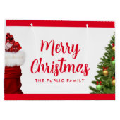 Merry Christmas Calligraphy Script Name Sjabloon Groot Cadeauzakje (Achterkant)