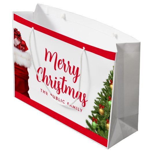 Merry Christmas Calligraphy Script Name Sjabloon Groot Cadeauzakje (Achterkant Gekanteld)