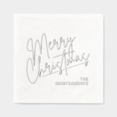 Merry Christmas Calligraphy Silver Folie Servetten (Voorkant)