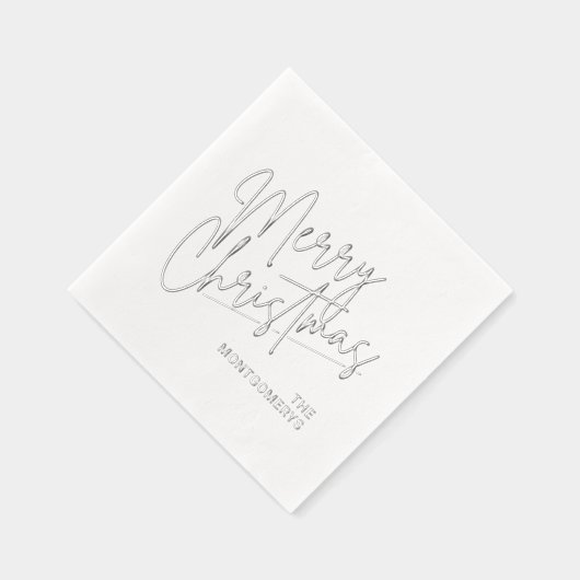 Merry Christmas Calligraphy Silver Folie Servetten (Rechts)