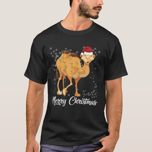 Merry Christmas Camel Ugly Sweater Santa Claus Xma T-shirt (Voorkant)