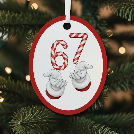 Merry Christmas Candy Cane 6-7 Meme Funny Metalen Ornament
