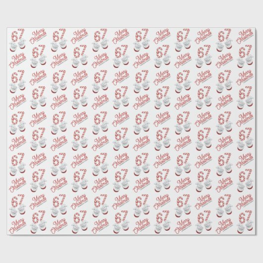 Merry Christmas Candy Cane 6-7 Meme Pattern Cadeaupapier (Vlak)