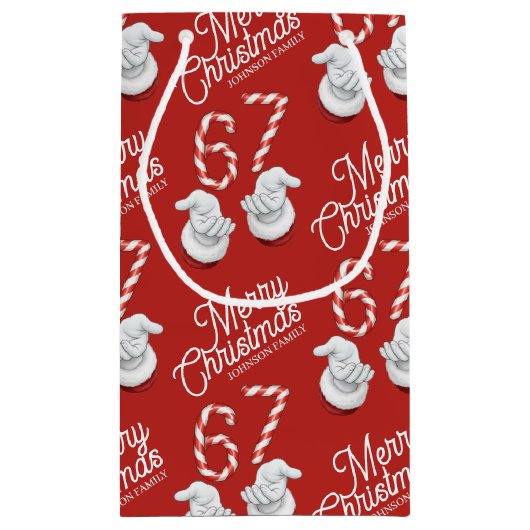 Merry Christmas Candy Cane 6-7 Meme Pattern Klein Cadeauzakje (Achterkant)