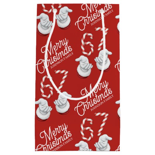 Merry Christmas Candy Cane 6-7 Meme Pattern Klein Cadeauzakje (Voorkant)