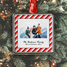 Merry Christmas Candy Cane Custom Foto Metalen Ornament