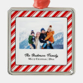 Merry Christmas Candy Cane Custom Foto Metalen Ornament (Voorkant)