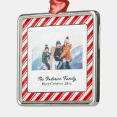 Merry Christmas Candy Cane Custom Foto Metalen Ornament (Links)